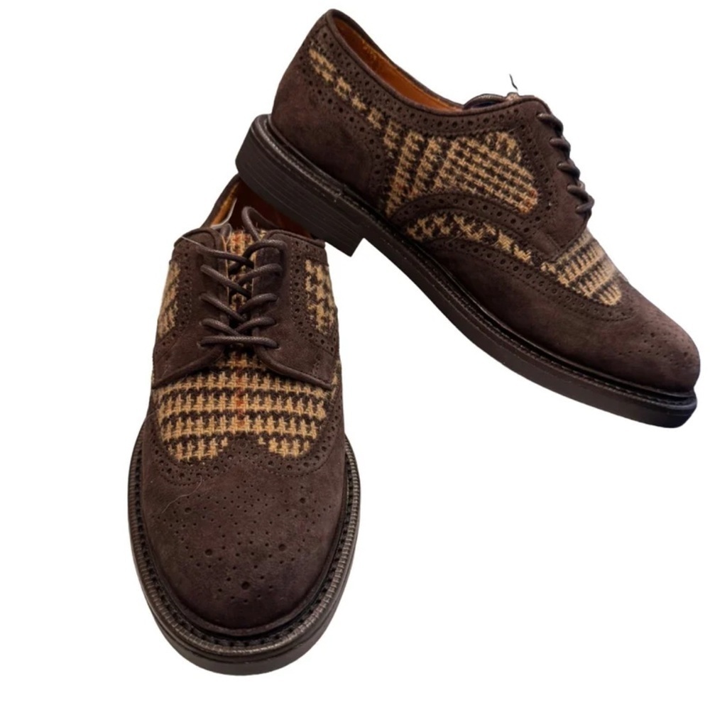 Ralph Lauren Asher suede & wool Unisex lace up wingtip Oxford shoes Sz M 6 W 7.5